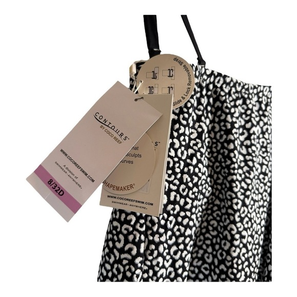 Coco Contours Clarity Bandeau Bra Sized Tankini Top - Villa Cheetah Size 8 NWT - Picture 7 of 8